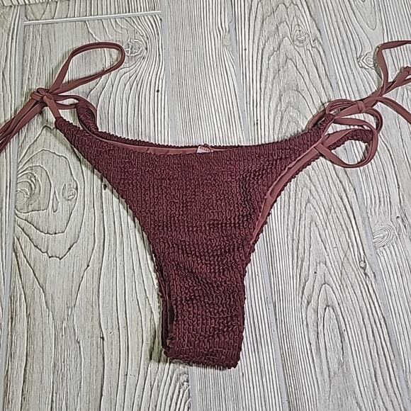 ZAFUL Burgundy 2 Piece String Bikini Bandau Top Swimsuit Womens Size 6 NEW - Picture 4 of 13
